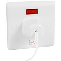Wessex Electrical Wessex Shower Pull Cord 45A Neon in White Plastic