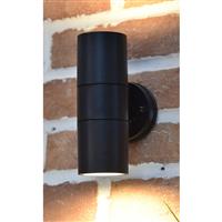 Lutec Coastal Outdoor Up & Down Wall Light IP44 2 x GU10 in Black Polycarbonate