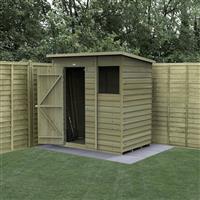 Forest Garden Overlap Pressure Treated Apex Shed 6' x 4' in Natural Timber
