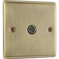 BG Nexus Metal Single Socket TV Connection 1 Gang TV or FM in Antique Brass