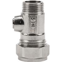 Flat Faced Male Straight Isolating Valve 15mm x 3/8" in Chrome Brass