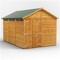 Powersheds Power Apex Security Shed 12' x 8' - Double Doors in Natural Timber
