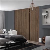 Spacepro Classic 3 Door Sliding Wardrobe Kit 1760 x 2260mm in Walnut Steel/MFC