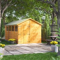 Power Apex Shed 18' x 8' - Double Doors in Natural Timber