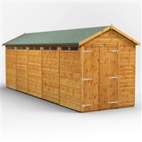 Powersheds Power Apex Security Shed 20' x 6' - Double Doors in Natural Timber