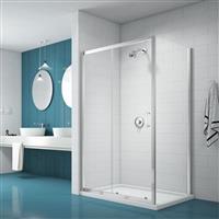 Merlyn NIX Sliding Shower Enclosure Door and Side Panel 1400 x 900mm in Chrome Toughened Safety Glass