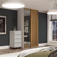 Spacepro Shaker 2 Door Sliding Wardrobe Kit and Mirror 1449 x 2260mm in Oak Steel/MFC/Glass