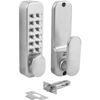Codelocks CL160 Easicode Tubular Mortice Latch with Dual Function Backplate 60mm backset in Silver