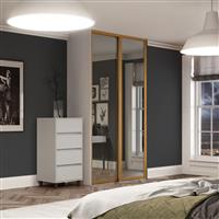 Spacepro Shaker 2 Door Sliding Wardrobe Kit Framed Mirror 1145 x 2260mm in Oak Steel/Glass