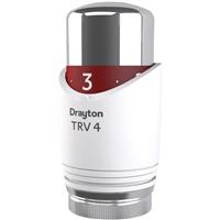 Drayton TRV4 Classic Thermostatic Radiator Valve Integral Head in White/Chrome Plastic
