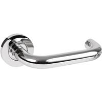 Eclipse Stainless Steel Round Bar Lever On Rose Door Handles Polished (Pair) in Silver
