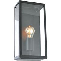 Zink Minerva Metal Box Lantern 1x 60w Max E27 in Black Glass