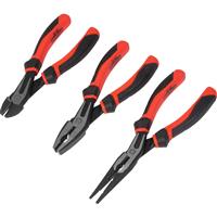 Minotaur Hi-Leverage Pliers Set (3 Piece) in Black/Red Rubber/Steel