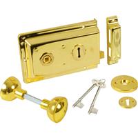 ERA Rim Lock with Handles Electro Brass in Gold
