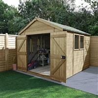 Forest Garden Timberdale Double Door Apex Shed 10' x 8' in Natural