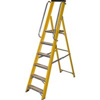 Lyte Ladders Lyte Heavy Duty Fibreglass Platform Step Ladder With Safety Handrail 6 Tread