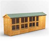 Powersheds Power Apex Potting Shed Combi including 4ft Side Store 18' x 4' in Natural Timber
