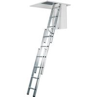 Werner 3 Section Loft Ladder & Handrail in Chrome Aluminium