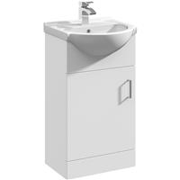 Nuie Mayford Single Door Floor Standing Vanity Unit With Ceramic Basin Gloss 450mm in White MFC