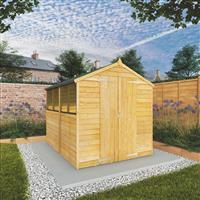 Mercia Overlap Apex Shed 8' x 6' - Double Door in Natural Timber