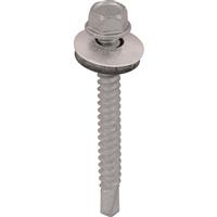 TechFast Hex/Washer Self Drilling Roof Screw 5.5 x 100mm (100 Pack) in Silver Rubber/Steel
