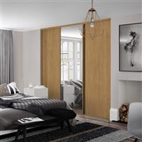 Spacepro Classic 3 Door Sliding Wardrobe Kit and Mirror 2216 x 2260mm in Oak Steel/MFC/Glass