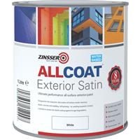 Zinsser Allcoat Exterior Satin Paint 1L in White Plastic