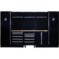 Bunker Modular Storage Combo 16 PC with Hardwood Worktop in Black Stainless Steel
