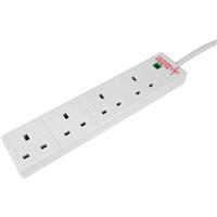 Axiom Surge Protected Extension Lead 4 Gang 2m in White