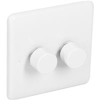 Wessex Electrical Wessex LED Push Dimmer Switch 2 Gang 2 Way (400W) in White Urea