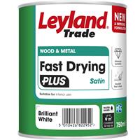 Leyland Trade Leyland Fast Drying Plus Water Based Satin Paint Brilliant 750ml in White