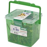 Spax Pozi Flat CSK Yellox Coated PZ2 Tub 5.0 x 90mm (150Pk) in Gold Steel