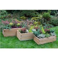Forest Garden Durham Rectangular Planter Set (3 Piece) Timber