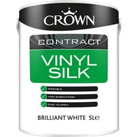 Crown Contract Vinyl Silk Emulsion Paint 5L in Brilliant White