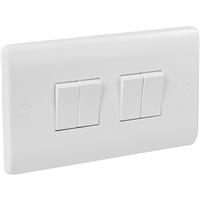 Scolmore Click Click Mode 10A Switch 4 Gang 2 Way in White Plastic