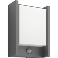 Philips Arbour IP44 Wall Lantern PIR 6W 600lm Warm White in Anthracite Aluminium