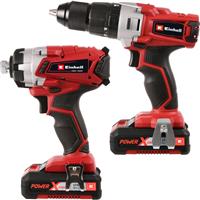 Einhell PXC 18V Cordless Combi Drill & Impact Driver Twin Pack 2 x 2.0Ah in Red