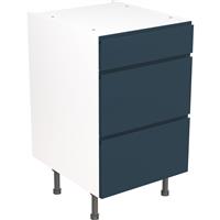 Kitchen Kit Flatpack J-Pull Kitchen Cabinet Base 3 Drawer Unit Ultra Matt 500mm in Indigo Blue MFC