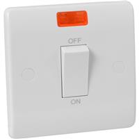 Scolmore Click Click Mode 45A DP Switch 1 Gang Neon in White Plastic