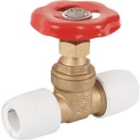 Hep2O Gate Valve Hot / Cold 15mm in White Plastic/Brass