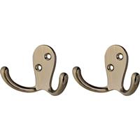Robe Hook Double Antique (2 Pack) in Brass
