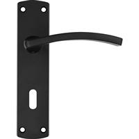 Stanza Toledo Door Handles Matt Lock (Pair) in Black Plastic