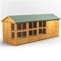 Power Apex Potting Shed Combi including 6ft Side Store 18' x 6' in Natural Timber