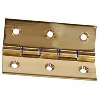 Eclipse Double Steel Washered Hinge Pol. 75mm (2 Pack) in Brass