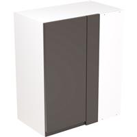 Kitchen Kit Flatpack J-Pull Kitchen Cabinet Wall Blind Corner Unit Super Gloss 600mm in Graphite MFC