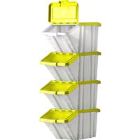 Barton Robust Storage Bin 50L with Lid 345 x 400 x 635mm - Yellow Lid (4 Pk)