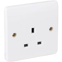 MK Unswitched Socket 1 Gang 13A in White Plastic