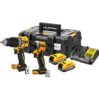 DeWalt Powerstack 18V XR Brushless Compact Twin Kit 2 x Batteries in Yellow
