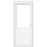 Crystal uPVC Single Door Half Glass Half Panel Left Hand Open In 840mm x 2090mm Clear Triple Glazed in White