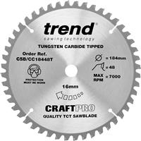 Trend Craft Thin Kerf Mitre Saw Blade 184 x 48T x 16mm CSB/CC18448T